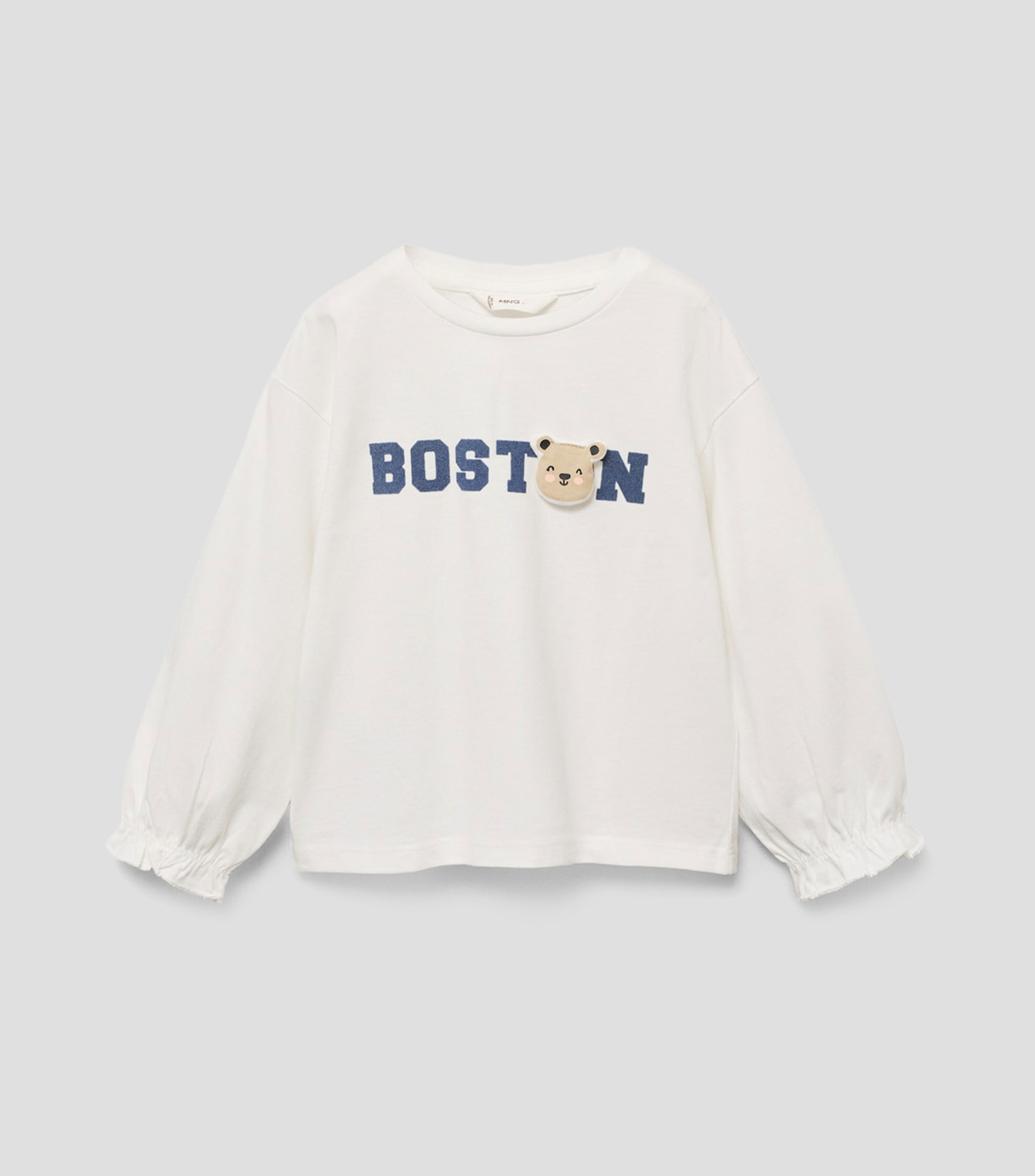 Playera cuello redondo manga larga con tipografía Niña